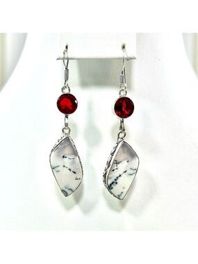 Dendritic Opal 925 Gemstone Earrings